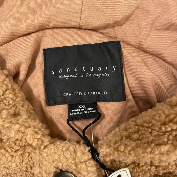NWT - Sanctuary Teddy Fleece Hooded Jacket, size XXL, brown. - Picture 3 of 11